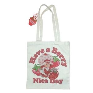 STRAWBERRY SHORTCAKE BERRY NICE DAY 13.5" x 15" COTTON CANVAS FABRIC TOTE BAG
